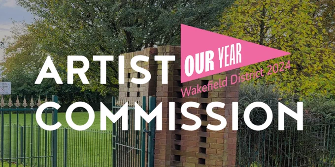 Image of Savile Park with white text 'Artist Commission' and Our Year logo.