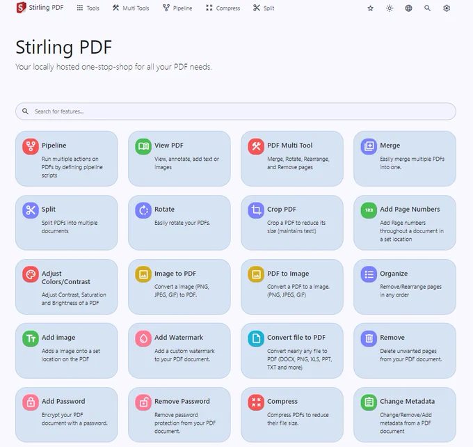 Présentation des outils de Stirling PDF