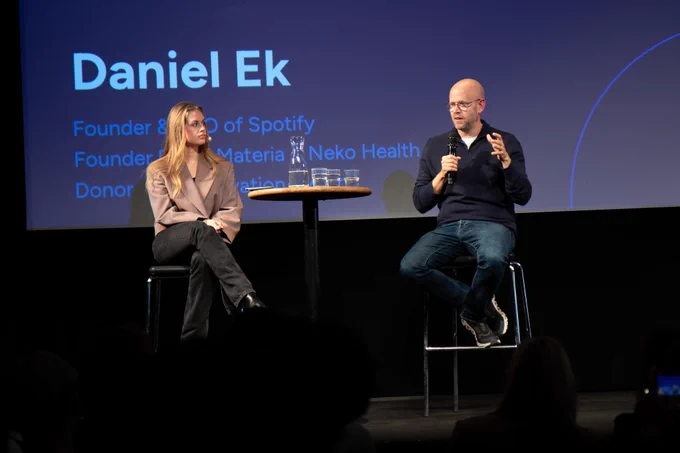 Mikaela Larsell Ayesa and Daniel Ek on stage.