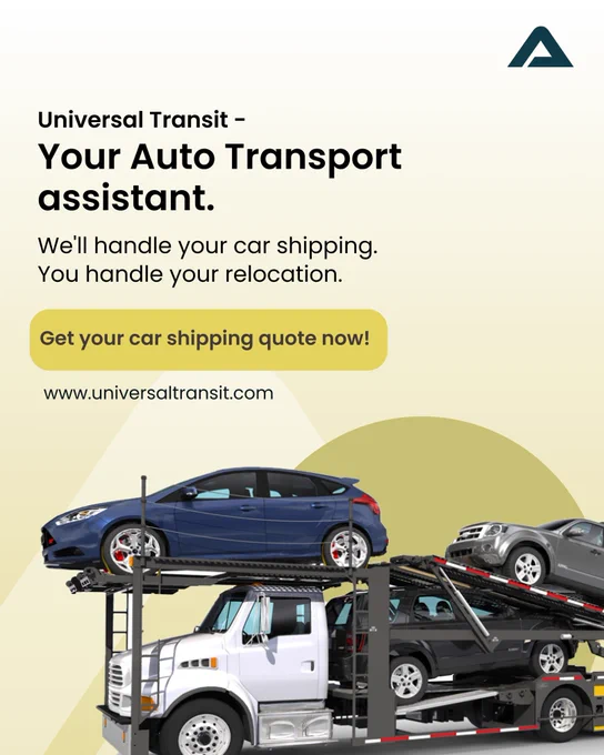 Moving to a new home can be stressful, but car shipping doesn't have to be. Universal Transit is your auto transport assistant, taking care of your vehicle while you focus on settling into your new place. Our AI-powered platform helps find the best carriers, book shipments, & provides real-time tracking updates. We handle everything with care, ensuring a seamless, stress-free car shipping experience. Get your instant quote now & leave the car shipping to us while you focus on your relocation.