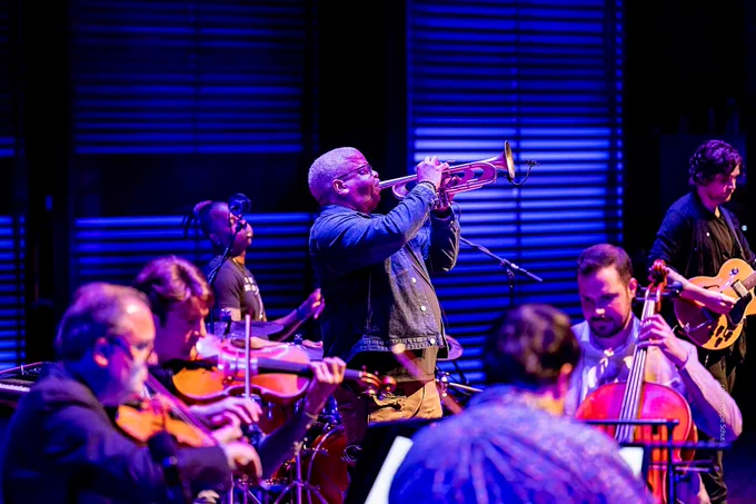 Terence Blanchard playing trumpet during a live performance in Amsterdam.