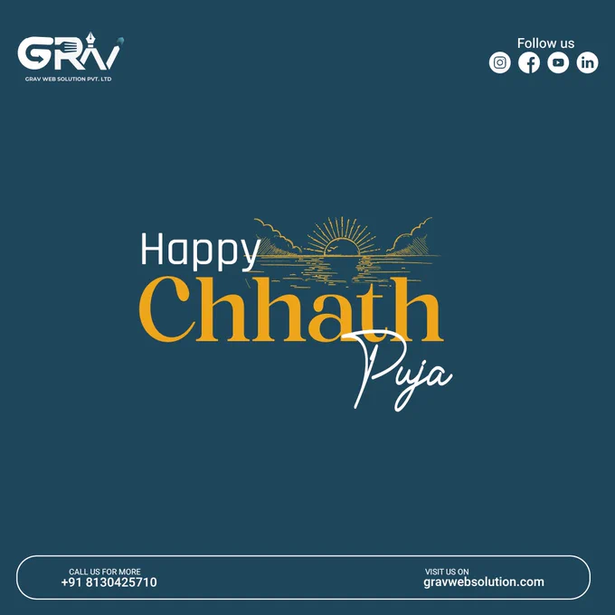 Happy Chhath Puja! May the divine light guide your path.




𝐅𝐎𝐑 𝐌𝐎𝐑𝐄👇
📞 𝟗𝟏 𝟖𝟏𝟑𝟎𝟒𝟐𝟓𝟕𝟏𝟎, 𝟖𝟖𝟎𝟎𝟖𝟕𝟑𝟎𝟓𝟔

www.gravwebsolution.com

 

#ChhathPuja #Chhath #ChhathiMaiya #FestivalOfLights #IndianFestival #Culture #Tradition #Devotion #Faith #Blessings #Hope #Sunrise #Sunset #RiverWorship
