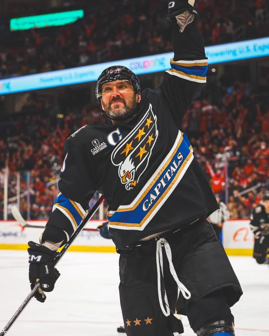 Alex Ovechkin celebrates his third period goal.