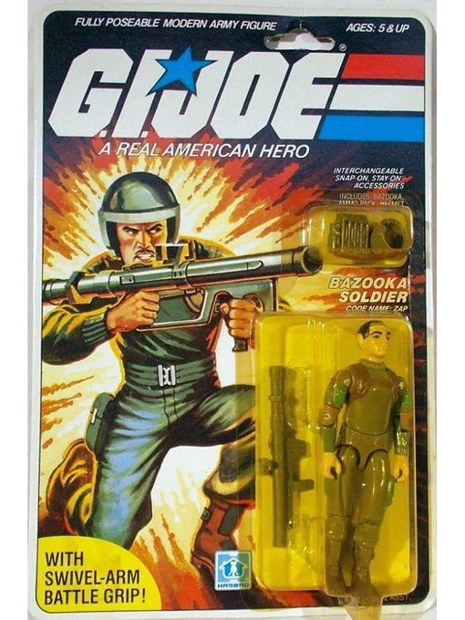 Bazooka Soldier. Code Name: ZAP. Swivel-armed version first appeared on toy store shelves in 1983.

ROLL CALL: Have him / had him / want him?!