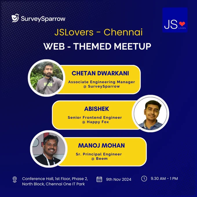 JSLovers Chennai's Web themed meetup announcement