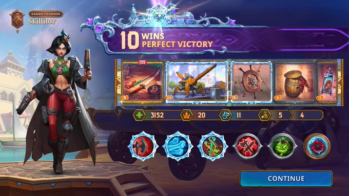Screenshot: 10 wins / perfect victory with Vanessa in the game "The Bazaar"