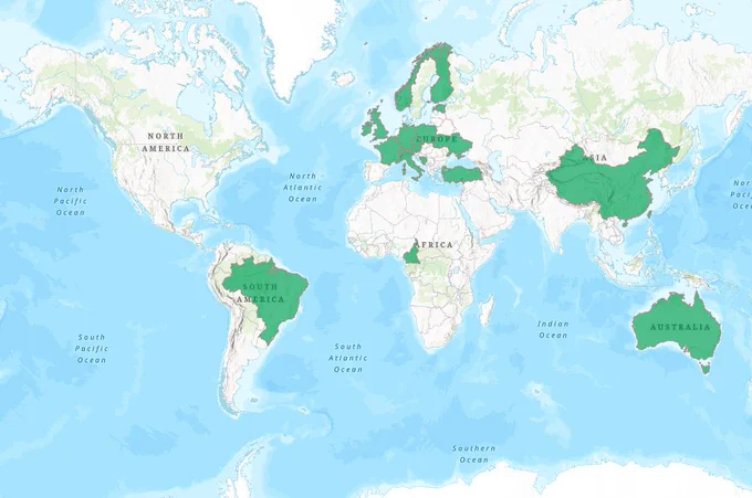 Selected countries from which we have the potential data contribution