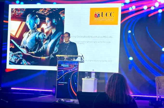 Rory O’Toole presenting on main stage at HEAnet Conference in Killarney