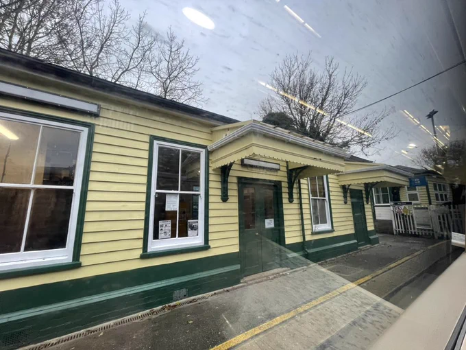 East Farleigh station building repainted in a cream and green colours.