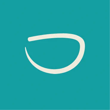 A beige brushstroke against a teal background indicating a bowl.