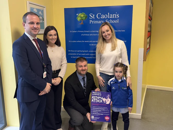Andrew, Miss Kearney, Colin meet with Holly who has asthma and her mum Tracey.