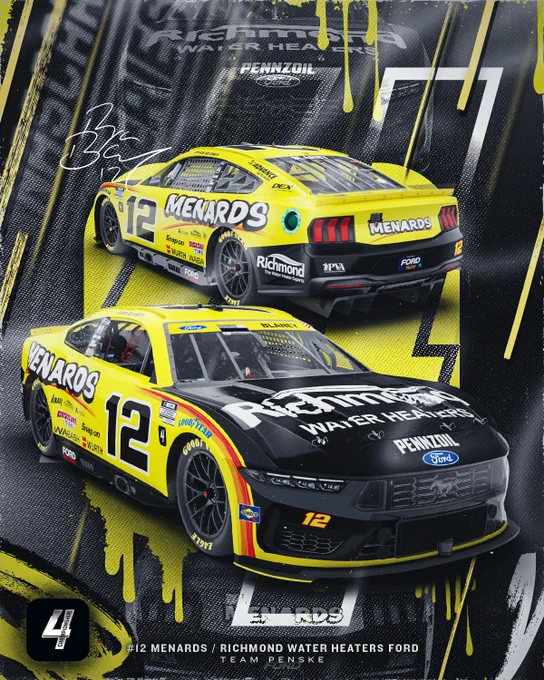 The paint scheme for Ryan Blaney's No. 12 Menards / Richmond Water Heaters Ford for Phoenix.