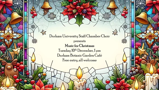 Poster for the Durham University Staff Chamber Choir, in the design of a stained glass window. 