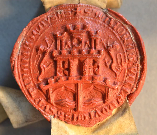 A seal in red wax. 