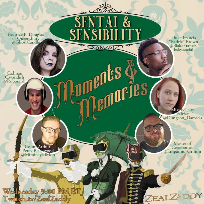 9:00 PM ET Tonight: “Sentai & Sensibility” by @9thLevelGames Regency roleplaying with courtly drama, romance & Kaiju!
Twitch.tv/zealzaddy