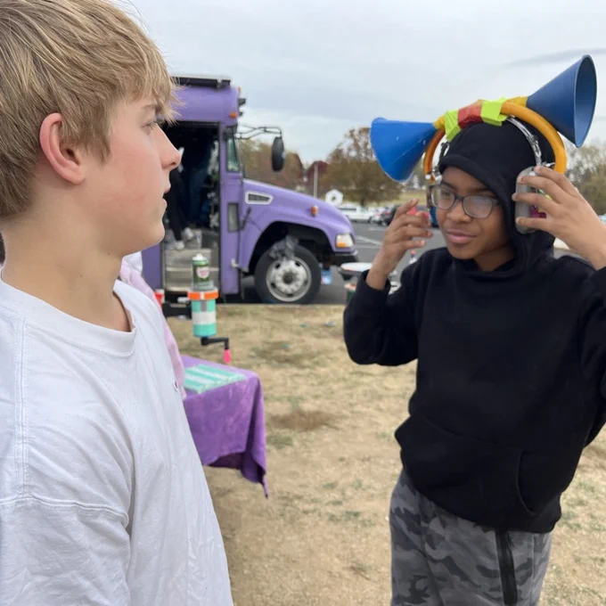 Students experiment during a visit from the Physics Bus