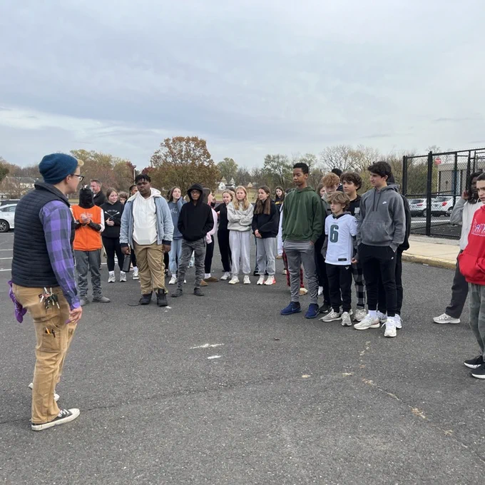Students experiment during a visit from the Physics Bus
