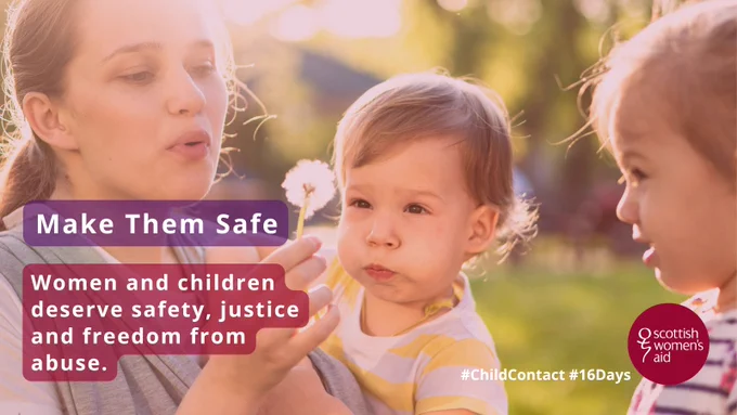 The text reads: ''Make them safe. Women and children deserve safety, justice and freedom from abuse.''