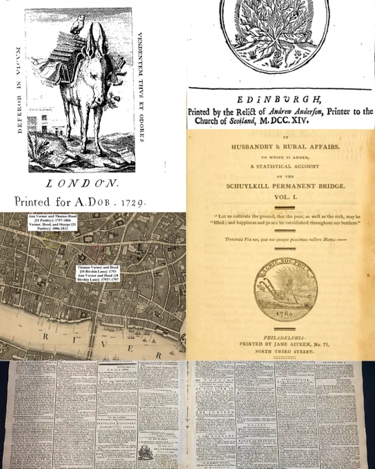Collage of five book title pages. 