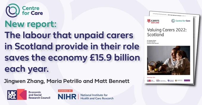 The report estimates the value of #unpaidcare in Scotland to be £15.9 billion per year.