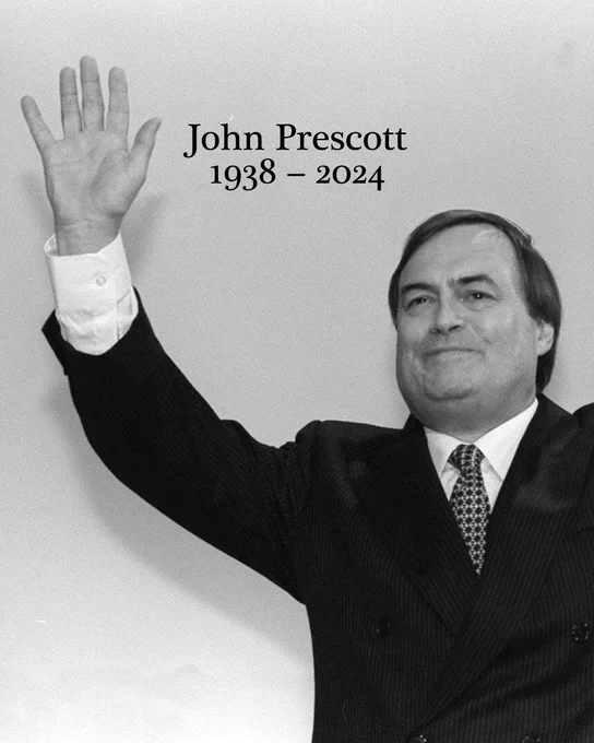 Image of John Prescott.

Text: John Prescott 1938-2024