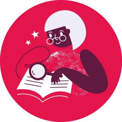 Illustration of a woman reading. 