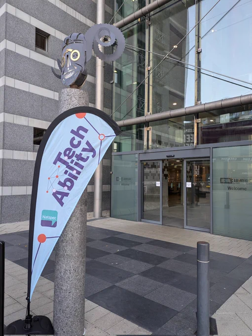 The TechAbility flag outside the Royal Armouries building!