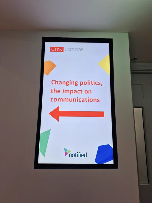 A photo of changing politics, the impact on communications. On a light box.