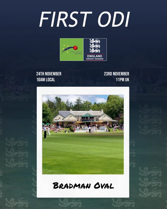 First ODI
Australia v England
24th November - 10am local
23rd November - 11pm UK
Bradman Oval