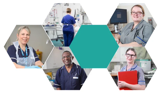 Photo montage of nurses and midwives at work