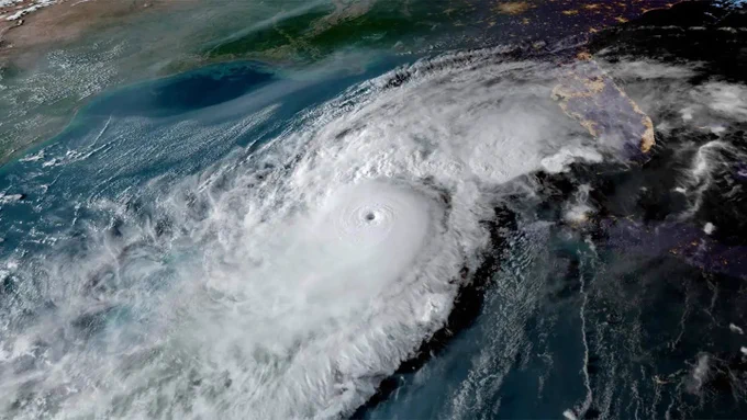 #Accessibility: An aerial view of a hurricane in the midst of the ocean