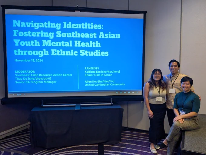 Thuy moderated a panel with fellow SEAA Collaborative members Kelliana Lim of Khmer Girls in Action and Allen Keo of United Cambodian Community to discuss findings from our SEAA and NHPI youth mental health research.