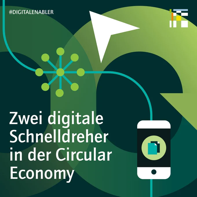Illustrationen zu Datenräumen und digitalen Produktpässen aus der acatech Studie Digitale Enabler der Kreislaufwirtschaft