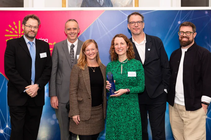 Outstanding International Impact winners, Professor Yvonne McDermott Rees, Swansea University, and the OSR4Rights research group.

Image credit: Anthony Sajdler