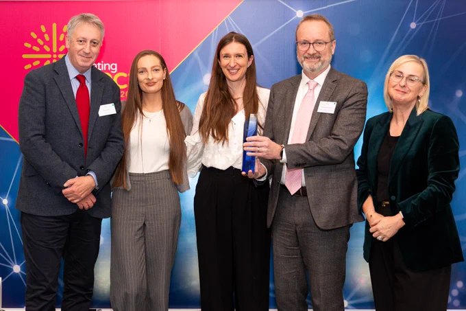 Outstanding Societal Impact winners, Professor Richard Moorhead, University of Exeter, and The Post Office Scandal Project team.

Image credit: Anthony Sajdler