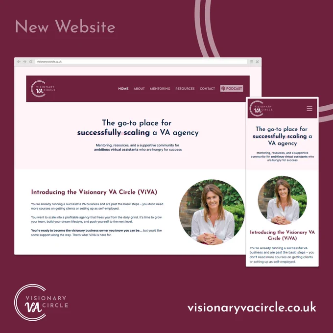 Screenshot of the website hosted at visionaryvacircle.co.uk