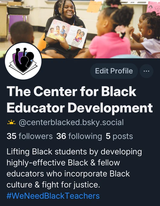 The Center for Black Educator Development on BlueSky: @centerblacked.bsky.social