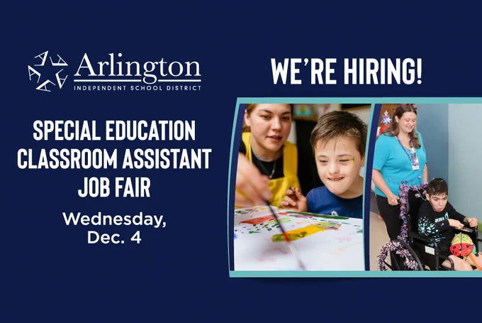 Graphic promoting the Special Education Classroom Assistant Job Fair on December 4, 2024.