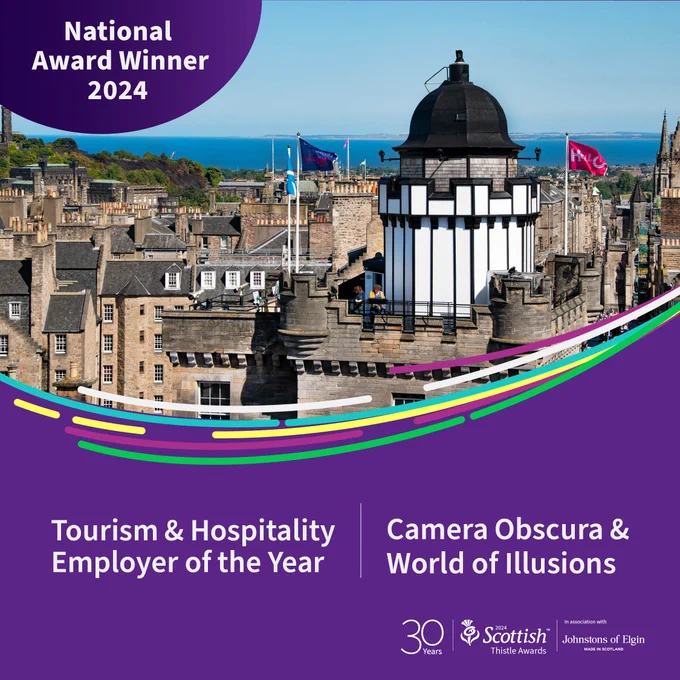 Social media tile to announce Camera Obscura & World of Illusions as Tourism & Hospitality Employer of the Year at the Scottish Thistle Awards