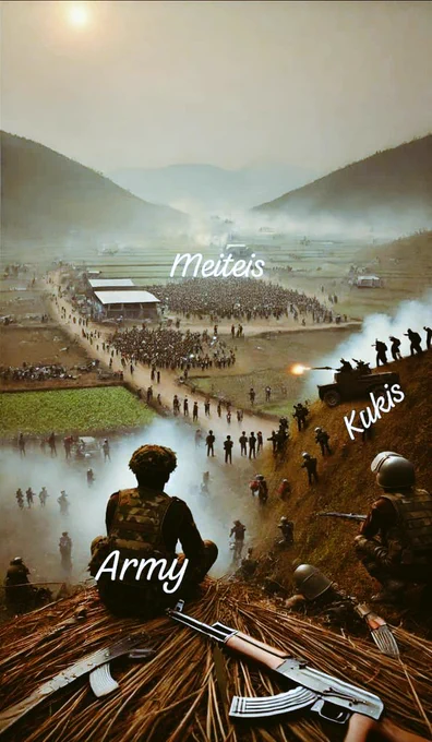Artistic View by AI which is replica of the current situation in Manipur