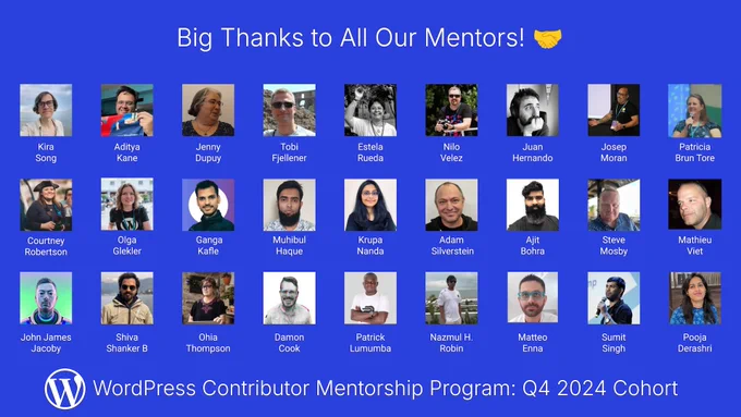 WordPress Contributor Mentorship Program: Q4 Mentors