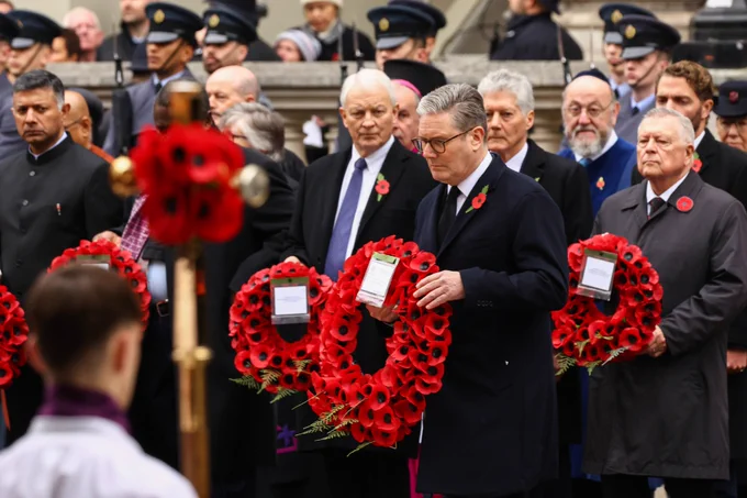 Prime Minister Keir Starmer laid a wreath at the Cenotaph on Remembrance Sunday.