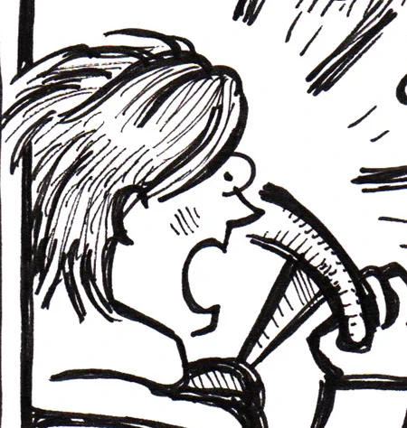 Black and white drawing of a woman at a steering wheel looking startled! This post is full of comics that don't lend themselves well to alt text, but hopefully the typed copy provides enough context.