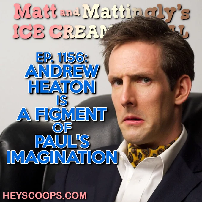 Andrew Heaton looks incredulous and wary, pondering that he may be a figment of Paul's imagination.