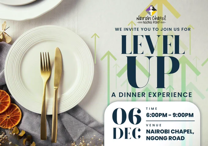 Marketplace leaders and professionals, mark your calendars for an unforgettable evening of networking and collaboration to level you up in 2025! 

We are thrilled to invite you to “Level Up” an inspiring dinner experience exclusively tailored for YOU-Christian professionals and entrepreneurs driven to make a gospel impact in the marketplace.  

Join us on 6th December from 6-9pm here at Nairobi Chapel Ngong Road and be inspired by our dynamic keynote speaker who will guide us on how to “Level Up” in every sphere of influence God has entrusted to us.  

Trust us - you’ll walk away with practical tools to take that next step of faith and expand God’s Kingdom in bold ways!

So, what are you waiting for? Save the date and come ready to level up! We can’t wait to see you there.

Register by tapping
https://bit.ly/LevelUpDinner2024

#Marketplace #TimeForTransformation #TimeForCommunity #ItsTime