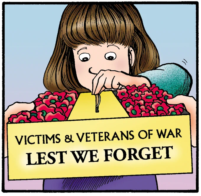 April Patterson buys a poppy and donates to victims and veterans of war.