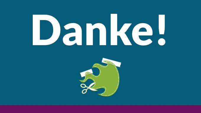 Text: "Danke!" und Barcamp-Logo (grüne Flamme)