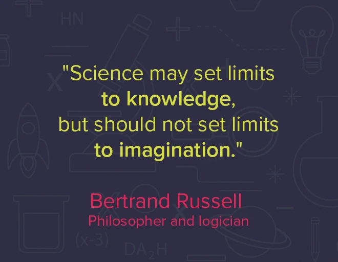 "Science may set limits to knowledge, but should not set limits to imagination."

Bertrand Russell - Philosopher and logician