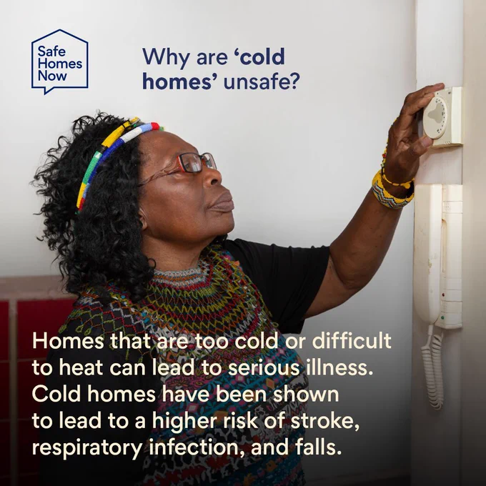 Homes that are too cold or difficult to heat can lead to serious illness. Cold homes have been shown to lead to a higher risk of stroke, respiratory infection, and falls.
