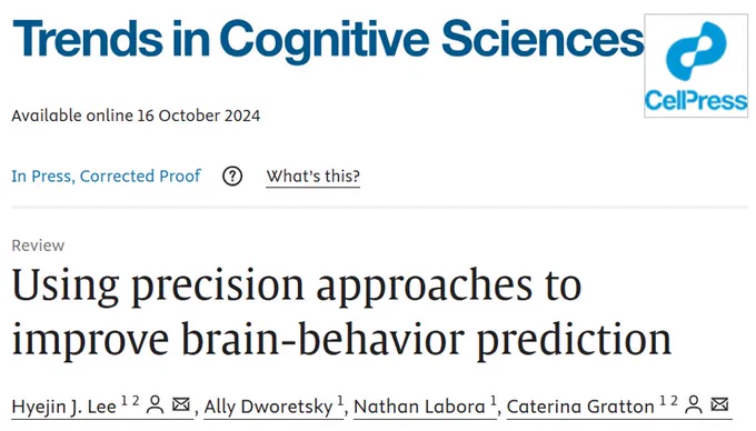 Picture of Trends in Cognitive Sciences paper "Using precision approaches to improve brain-behavior prediction"